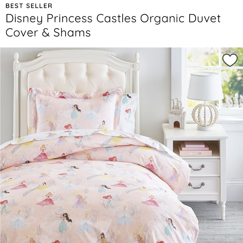 Potter Barn Kids Organic Disney Princess Duvet and Sham Set